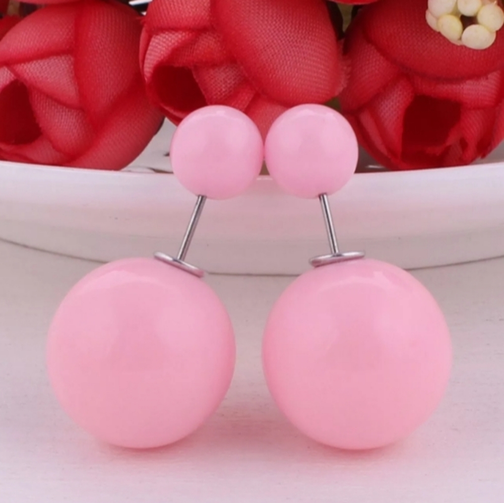 💕Candy Pink Double-Side Ball Stud Earrings💕